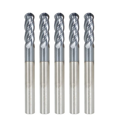 Solid Spare 5pcs 1/4" 4 Flute USA Ball Nose Carbide End Mill 3/4" Cut Length Tialn Coated