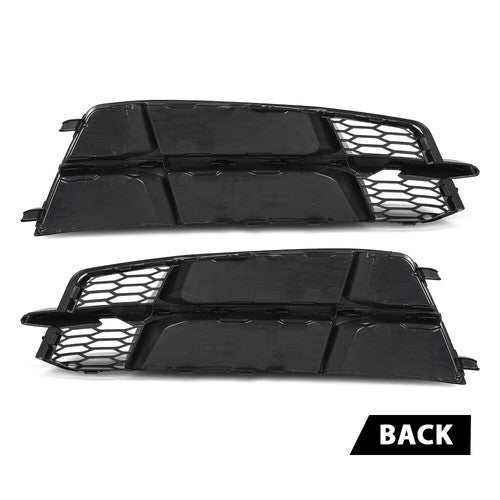 Solid Spare Front Fog Light Cover Honeycomb Grille Black Fit For Audi S6 A6 S-Line 2016-2018