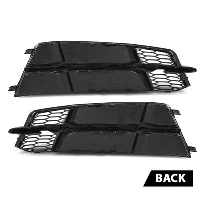 Solid Spare Front Fog Light Cover Honeycomb Grille Black Fit For Audi S6 A6 S-Line 2016-2018