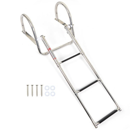 Solid Spare Boat Ladder Stainless Steel 3 Steps Telescoping Ladder Folding Dock Ladder