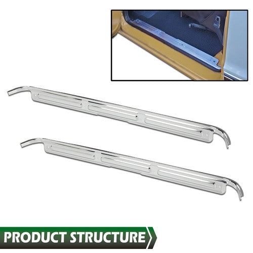 Solid Spare Pair Fit For 1967-1972 Chevy C10 GMC Truck Chrome Door Sill Plates W/ Hardware