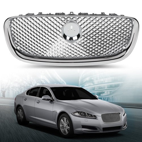 Solid Spare New Fit For 2012-2015 Jaguar XF XFR Silver Front Bumper Upper Mesh Grille