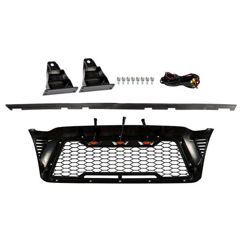 Solid Spare Black Plastic Front Upper Bumper Grille W/ LED For Toyota Tacoma 2005-2011