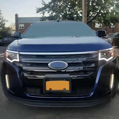 Solid Spare Front Grille Bumper For Ford Edge 2011-2014 Upper & Center Black Replacement
