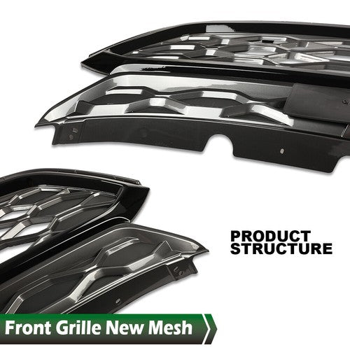 Solid Spare Fit For 2018-2021 Chevrolet Equinox Front Bumper Upper Grille Black Grill