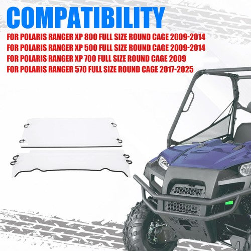 Solid Spare Plastic Clear Full Size Front Windshield Fit Polaris Ranger XP 500 800 2009-2024