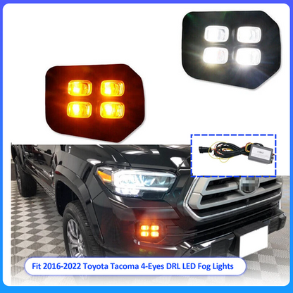 Fit 2016-2022 Toyota Tacoma 4-Eyes DRL LED White&Amber Fog lights Turn signal