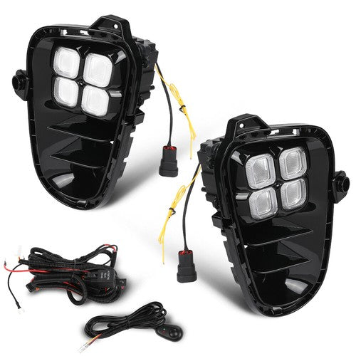 Solid Spare Fit For 2018-2020 Kia Rio LED DRL Daytime Running Fog Lights w/ Wire Switch