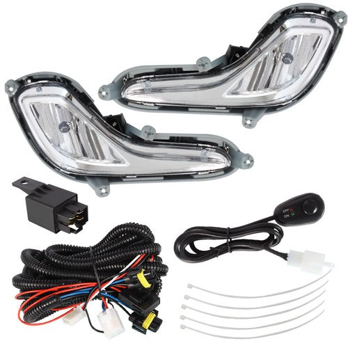 Solid Spare Front For Hyundai Accent 2012-2017 Bumper Fog Light Lamp Clear Lens w/Bulbs