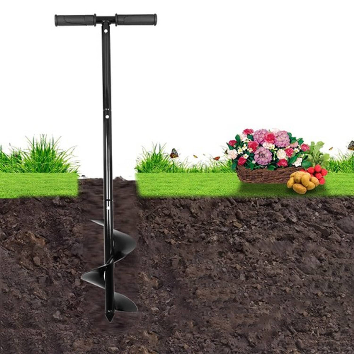 Solid Spare Garden Auger Drill Bit 5.9"x33", Large Hand Auger Drill For Planting NEW