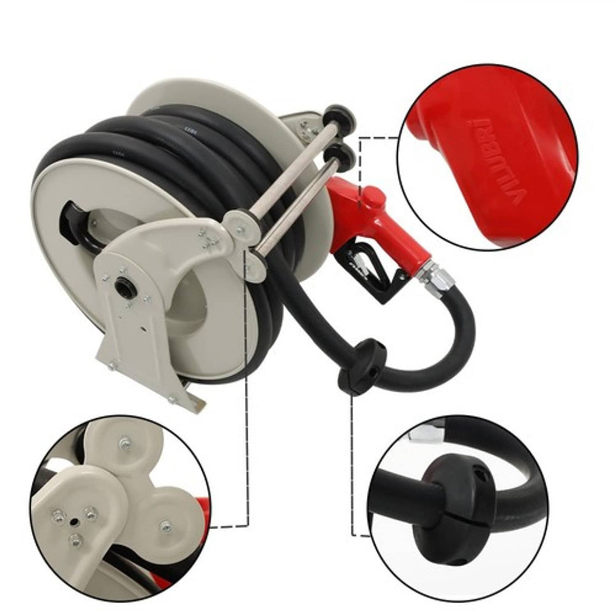 Solid Spare For Tank Truc 1"x 50FT Fuel Hose Reel 300 PSI Fuel Hose Reel with Fueling Nozzle