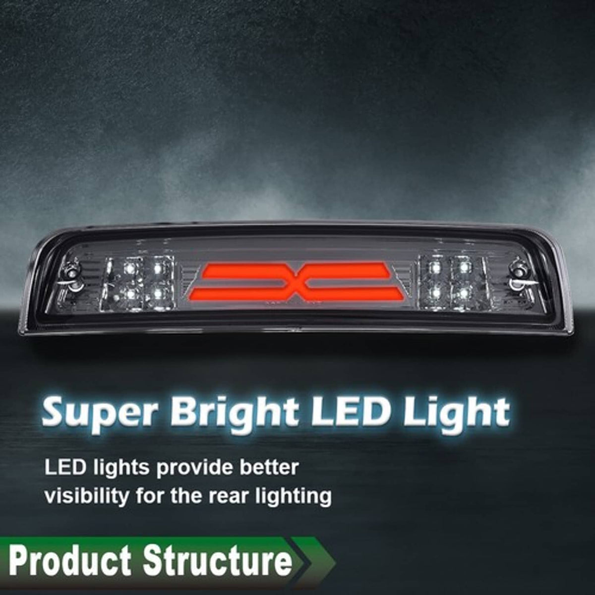 Solid Spare Fit For 2009-2018 Dodge Ram 1500 2500 3500 Smoke LED 3rd Brake Light Cargo Lamp
