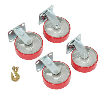 Solid Spare 4 Pack Swivel Caster Wheels 6" × 2" Polyurethane 4800Lbs (2 Swivel & 2 Rigid)