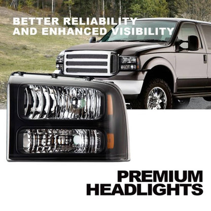 Solid Spare Fit For 05-07 Ford F250 F350 F450 F550 Super Duty Headlights Assembly Left+Right