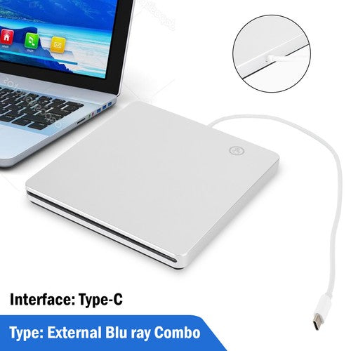 Type-C External Portable  Drive DVD Combo Player Reader for Win11 Mac OS