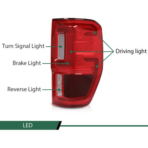 Solid Spare LED Tail Lights Fit For 19-23 Ford Ranger w/ Blind Spot Brake Lamps Left+Right