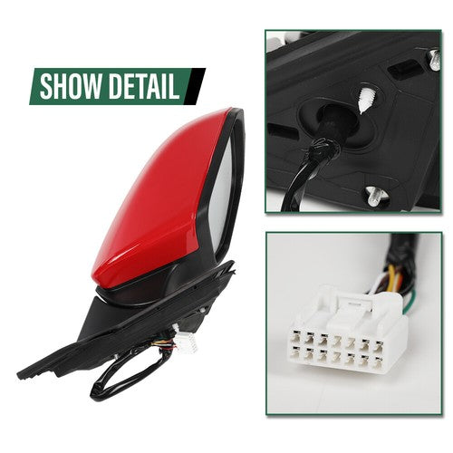 Solid Spare Fit For Honda Civic Sedan 16-2020 Red Mirror Power Heated Camera Passenger Side