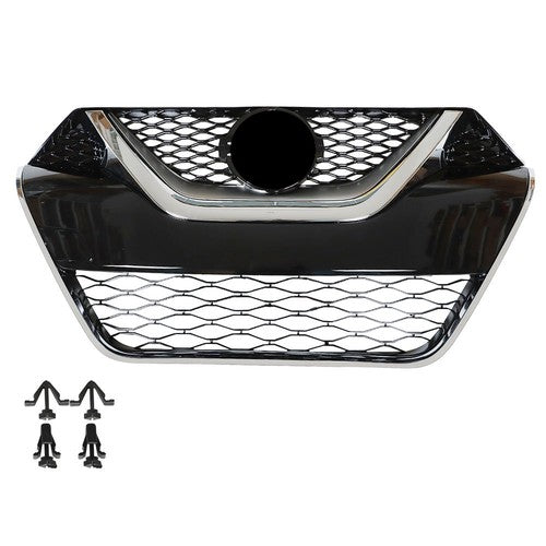 Solid Spare Fit For Nissan Maxima 2016 2017 Chrome & Black Front Bumper Grille Grill Kit