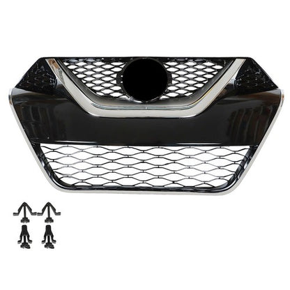 Solid Spare Fit For Nissan Maxima 2016 2017 Chrome & Black Front Bumper Grille Grill Kit