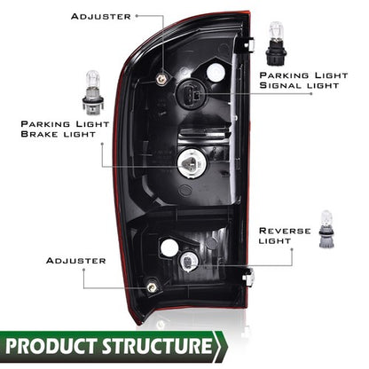 Solid Spare Fit For 16-2022 Toyota Tacoma Red/Black Rear Tail Lights Brake Lamps Left+Right