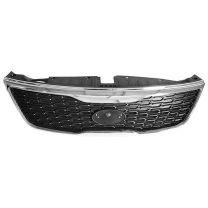 Front Bumper Upper Grille Black w/Chrome Trim For 14-15 Kia Sorento 2014 2015