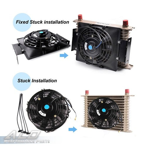 Solid Spare New Universal 7" Slim Pull Push Electric Oil Cooler Engine Cooling Fan 12V
