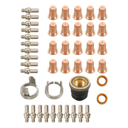 Solid Spare IPT-60 PT-60 IPT-40 PT40 Plasma Cutting Torch Tips Electrode Shield Cap 45 Pcs