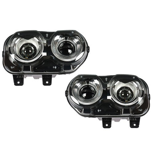 Solid Spare Pair Set For Dodge Challenger 2015-2018 Headlight Replacement Halogen Clear Lens