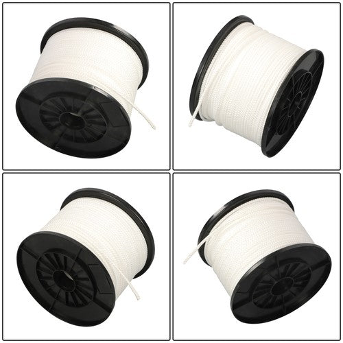 Solid Spare 3/16" x 500Ft White Hollow Braid Polypropylene Rope For Indoor & Outdoor
