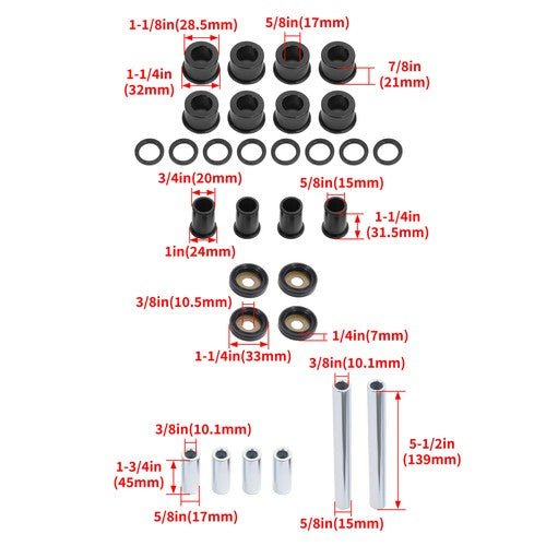Solid Spare Front Upper & Lower A Arm Bushing Kit for Honda Foreman 500 TRX500 2005-2017