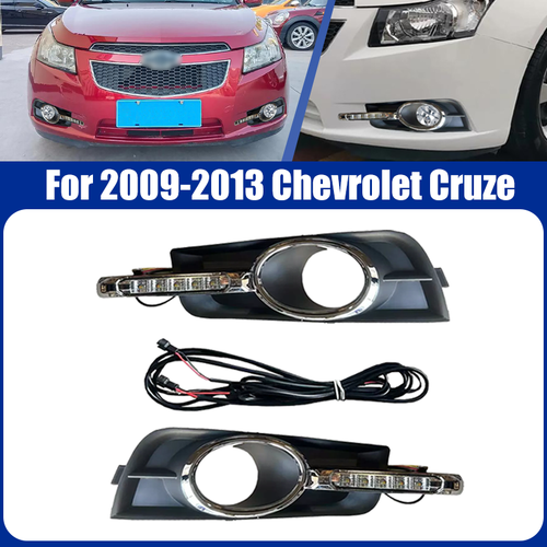 Pair Fog Light Driving Lamp Turn Signal LED DRL Fit Chevrolet Cruze 2009-2013
