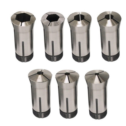 Solid Spare 7PC 5C Hex. Collet Set 1/4", 5/16", 3/8", 1/2", 5/8", 3/4", 7/8" 0.0006TIR