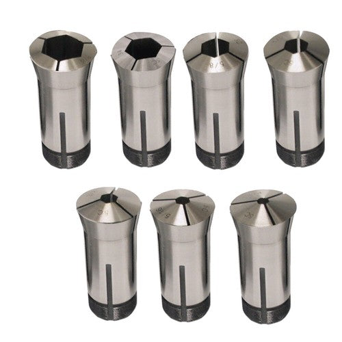 Solid Spare 7PC 5C Hex. Collet Set 1/4", 5/16", 3/8", 1/2", 5/8", 3/4", 7/8" 0.0006TIR