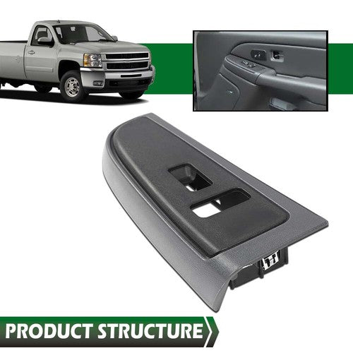 Solid Spare Fit For 03-2007 Chevy Silverado GMC Sierra Front Right Window Switch Bezel Gray