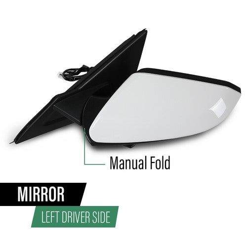 Solid Spare Fit For 16-2021 Honda Civic LX DX Left Side 3 Pin Manual Fold Power Mirror White