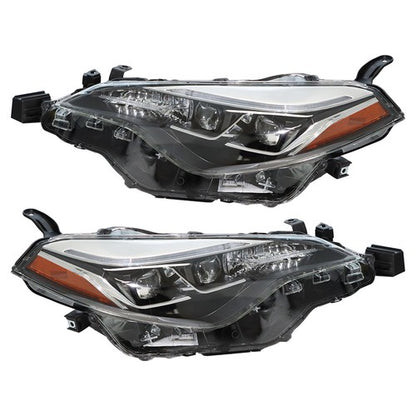 Solid Spare LH+RH Side Pair Headlight Lamps Front Black Halogen For Toyota Corolla 2017-2019