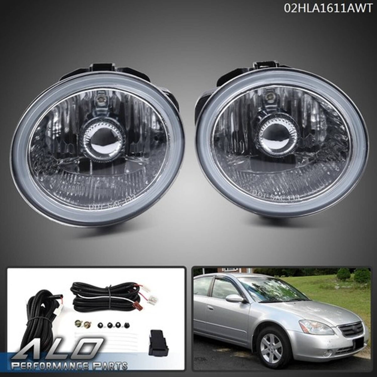 Solid Spare Fit For Murano 2003-2005 Chrome Housing Clear Lens Front Fog Light Pair Set