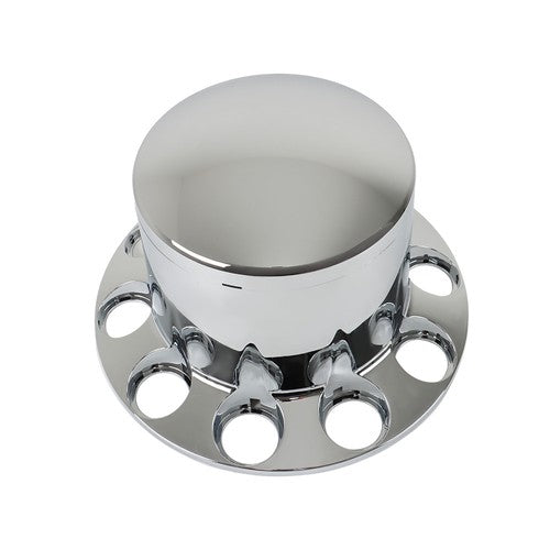 Solid Spare Semi Truck 33mm Chrome Wheel Axle Covers w/ Hub Caps Lug Nuts