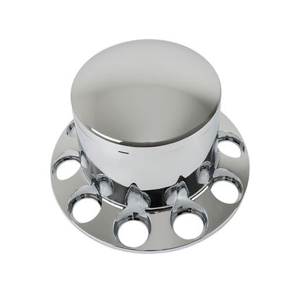 Solid Spare Semi Truck 33mm Chrome Wheel Axle Covers w/ Hub Caps Lug Nuts