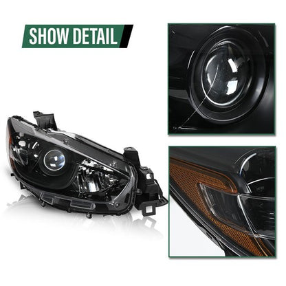 Solid Spare Pair Headlights Black Fit For 2013 14 15 2016 Mazda CX-5 Halogen Headlamps L+R
