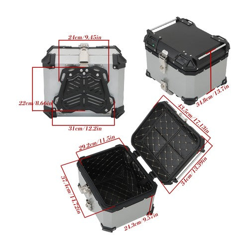 Solid Spare 45L Silver Motorcycle Luggage Waterproof Tail Box Scooter Trunk Storage Top Case