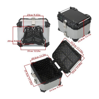 Solid Spare 45L Silver Motorcycle Luggage Waterproof Tail Box Scooter Trunk Storage Top Case