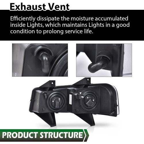 Solid Spare Fit For 2003-2023 Chevrolet Express GMC Savana Van Left+Right Headlights Black