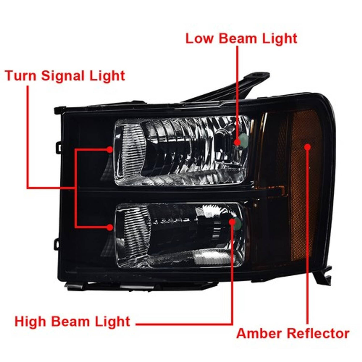 Solid Spare Fit For 2007-2014 GMC Sierra 1500 2500 3500 Smoked/Black Headlight Head Lamps