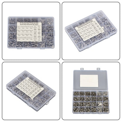 Solid Spare 700 Pack4-40#6-32#8-32#10-24 Stainless Steel Bolts and Nuts Kit With a Box