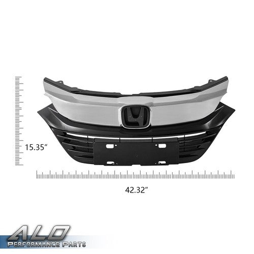 Solid Spare Fit For 2019-2021 Honda HRV HR-V Black Front Bumper Grille Grill w/ Chrome Trim