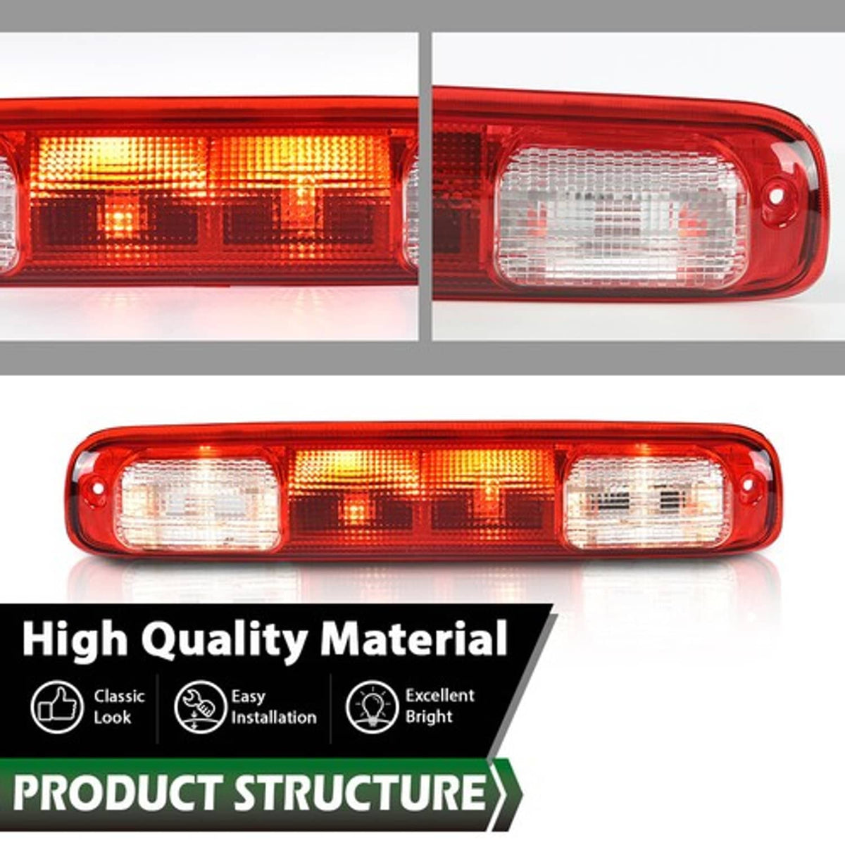 Solid Spare Fit For 99-07 Chevy Silverado GMC Sierra 3rd Brake Tail Light Stop Lamp w/ Bulbs
