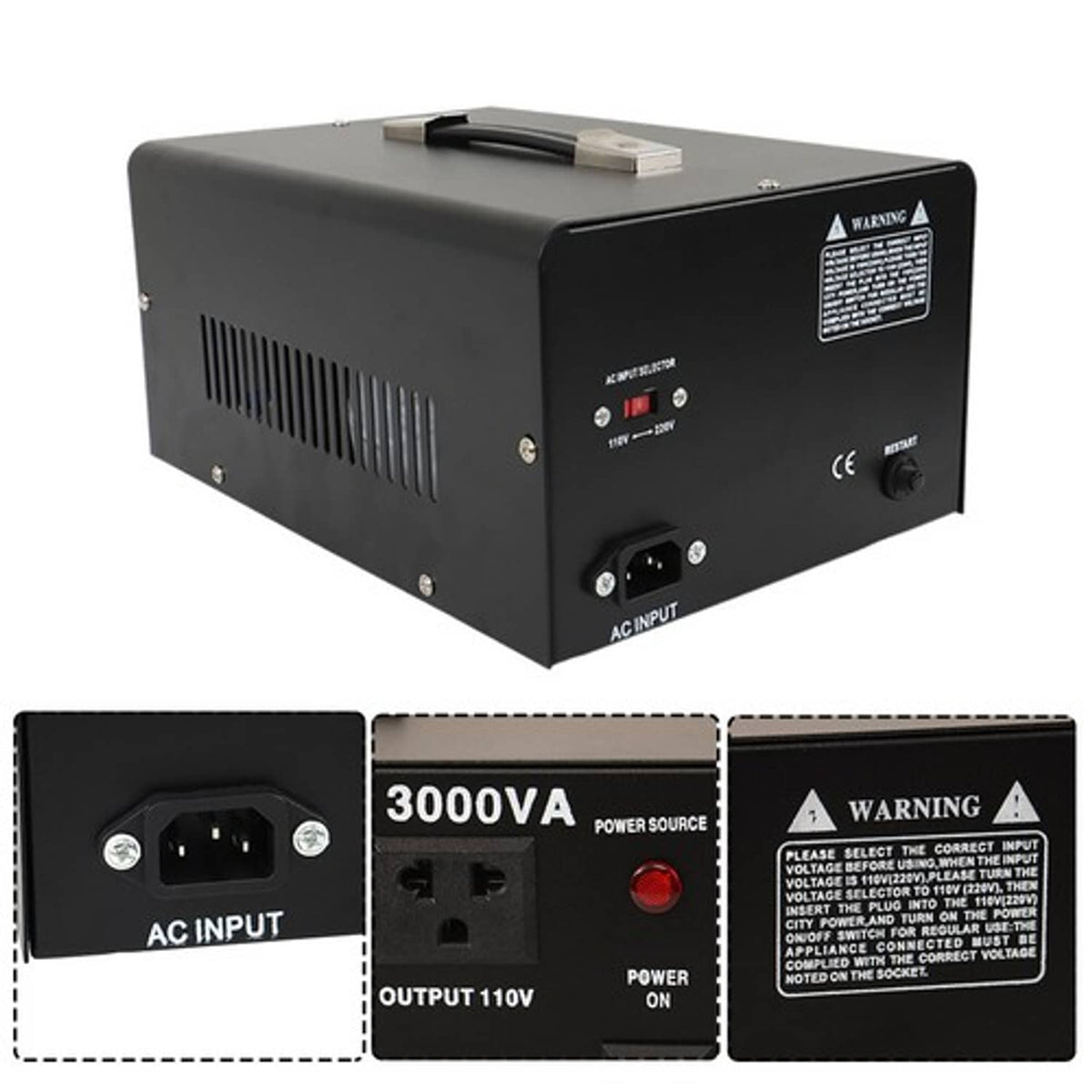 Solid Spare Step Up/Down 110-120V to 220-240V Converter 3000W Voltage Transformer New