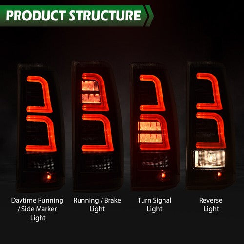 Solid Spare LED Tube Tail Lights Brake Lamps Fit For 99-06 Chevy Silverado GMC Sierra