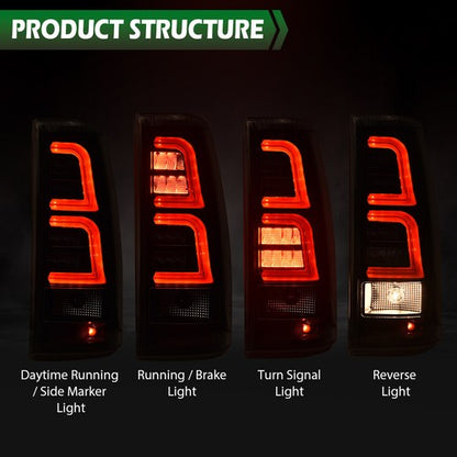 Solid Spare LED Tube Tail Lights Brake Lamps Fit For 99-06 Chevy Silverado GMC Sierra